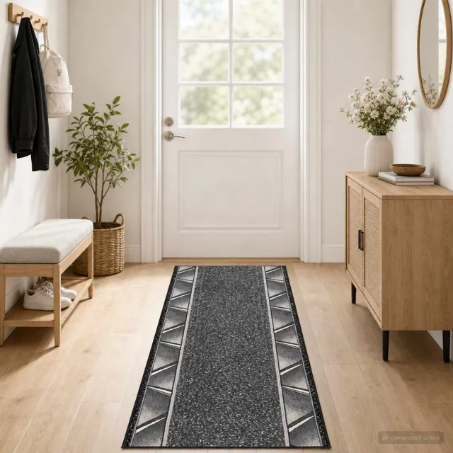 vidaXL Tapijtloper FLORNES Geweven Grijs Zigzag 67 x 250 cm PP 7 mm, foto 2