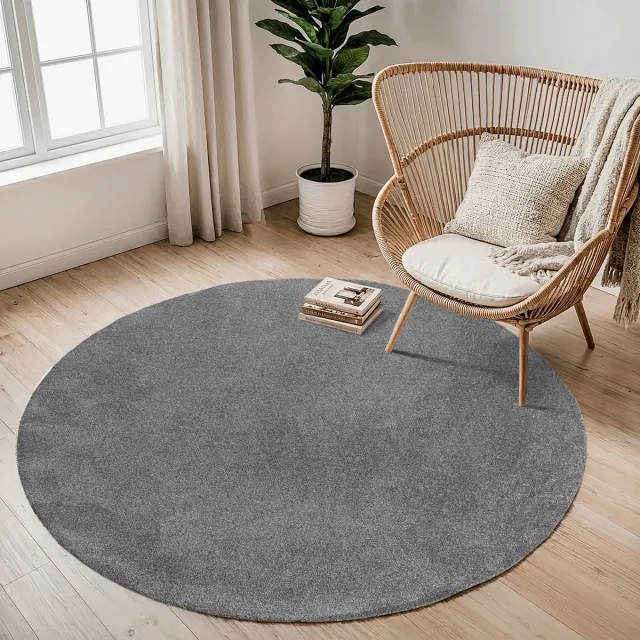 Muratap Comfy Soft - Rond Effen Vloerkleed Wasbaar Uni Grijs