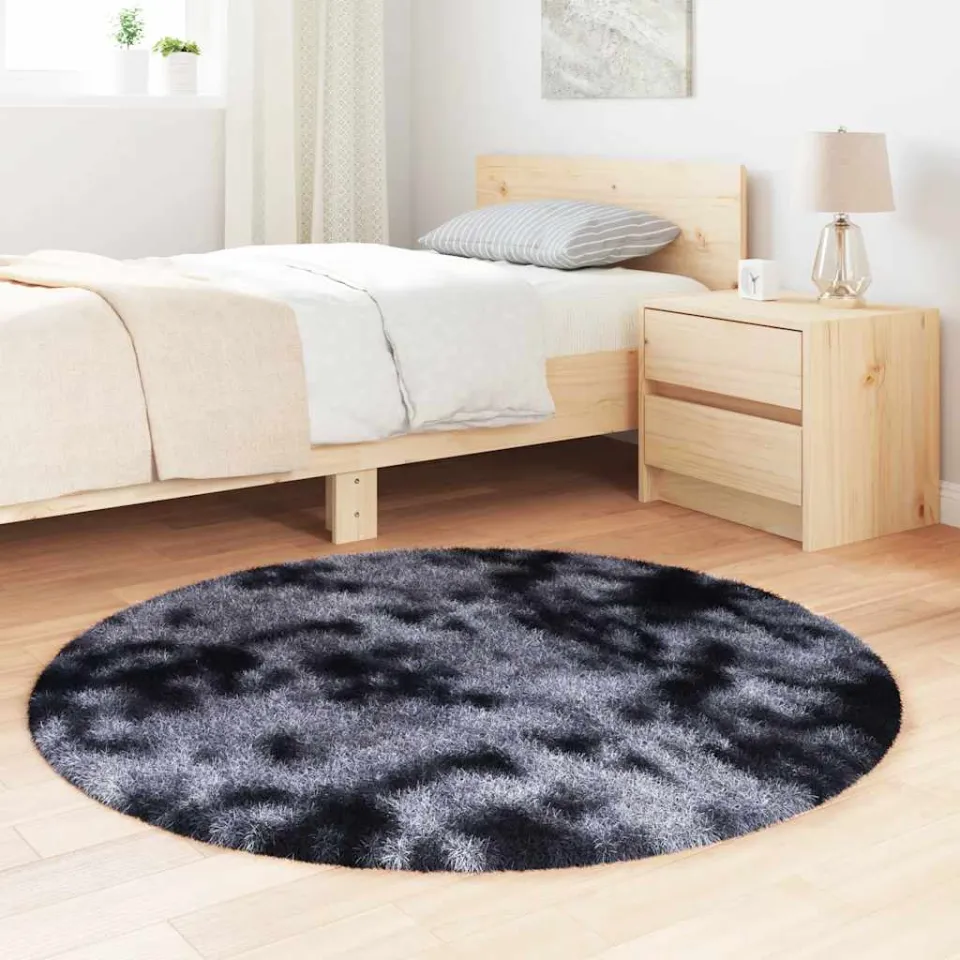 vidaXL Hoogpolig vloerkleed NAVARRA 120x120 cm polyester donkergrijs grijs, foto 2