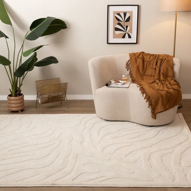 Fraai Wasbaar vloerkleed - Dunya Zebra Wit - 140x200cm