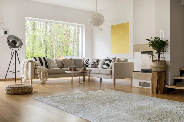 Acsento JuraBeige12 Vloerkleed - Oranje,Grijs - Rechthoekig - Polyester - Woonkamer, Slaapkamer, Eetkamer - Effen - Modern, Design