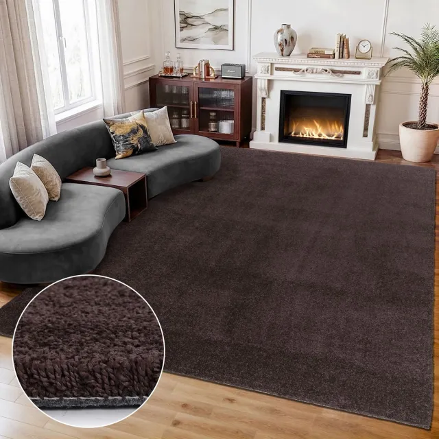 Muratap Comfy Premium - Luxe Effen Vloerkleed Wasbaar Uni Bruin