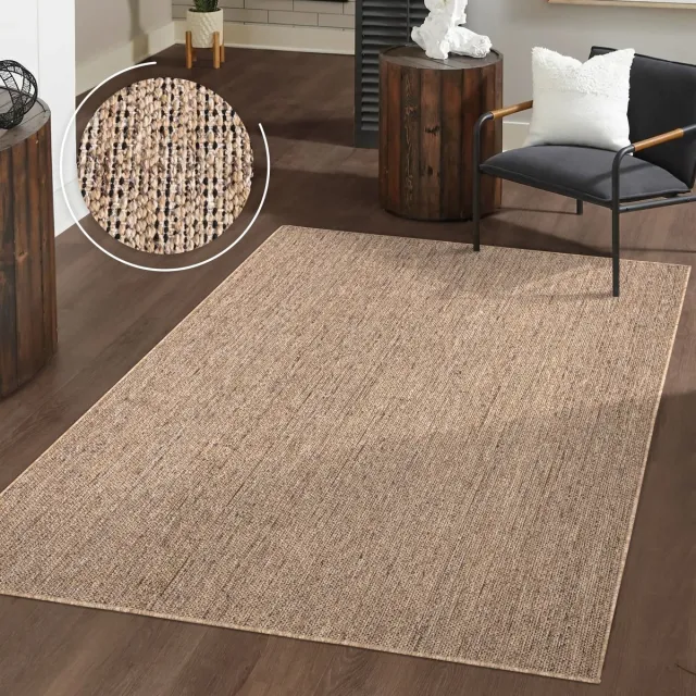 TT Home Wasbaar binnen- en buitenkleed, weerbestendig, tuin, terras, boho, effen gemêleerd 120 x 160 cm Rechthoek 120 x 160 cm Rechthoek beige
