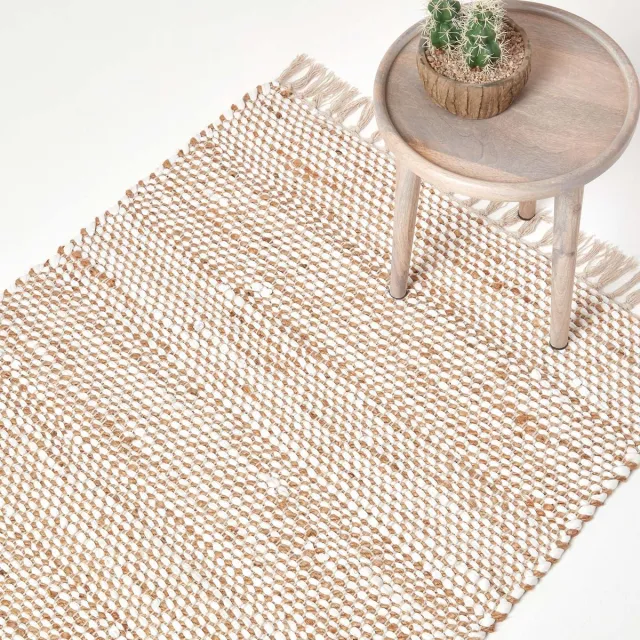 Homescapes Chindi vloerkleed Horizon 90x150 cm – handgeweven patchwork vloerkleed in natuurlijke kleur Zilver Wit