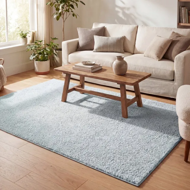 NATURL. Hoogpolig vloerkleed - Lofty Lichtblauw | Haal kleur in huis! - 200x290cm