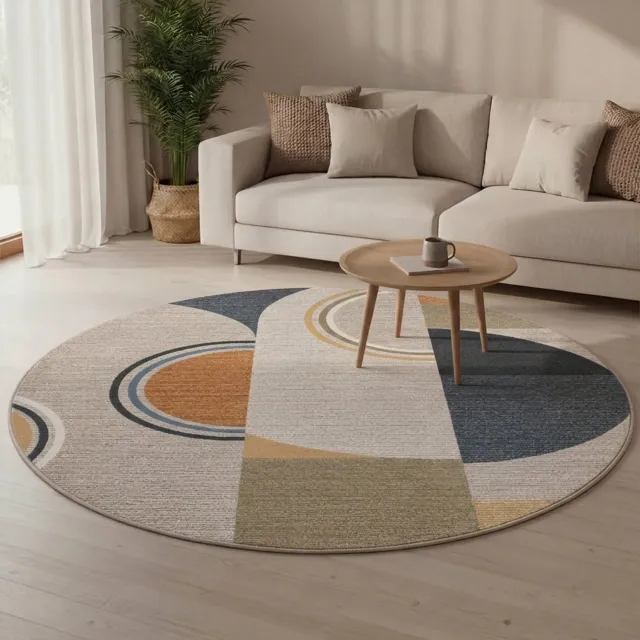 Fraai Rond wasbaar vloerkleed - Misha Blocks Multicolor - Ø 140cm