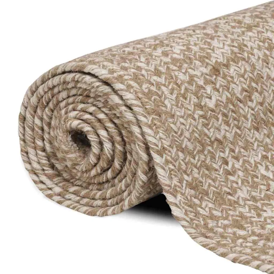 vidaXL Gebied Tapijt Natuurlijk en Wit 240 x 340 cm Jute, foto 2