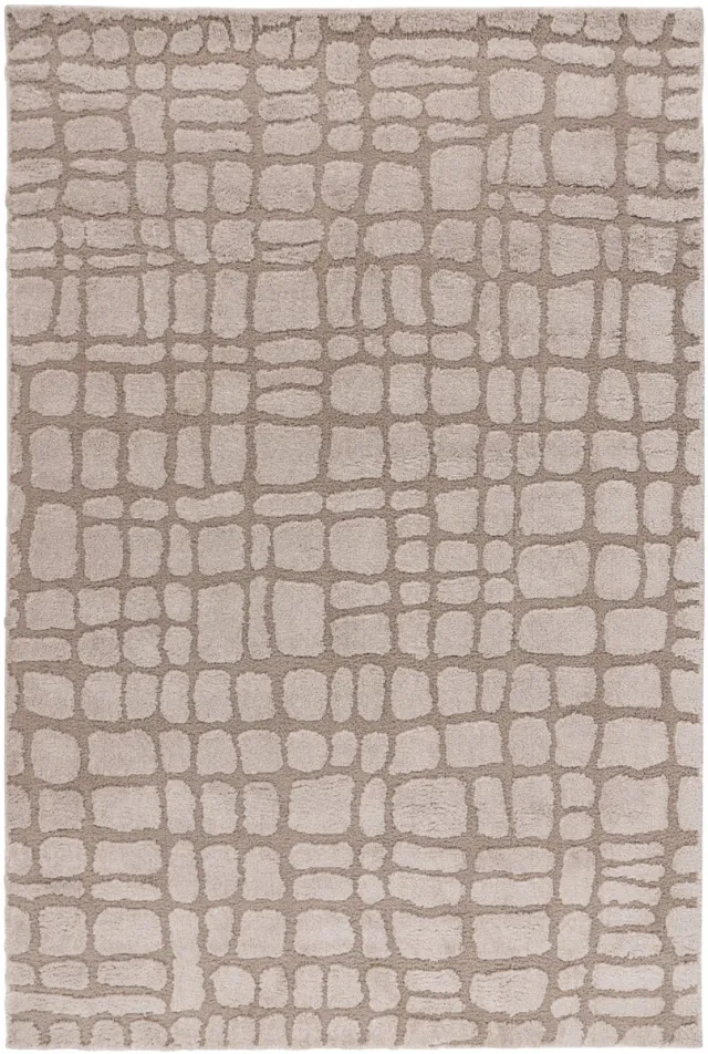 Padiro stijlvol laagpolig vloerkleed 160 x 230 cm - donkerbeige - abstract boho-ontwerp - voor vloerverwarming - van polyester en jute