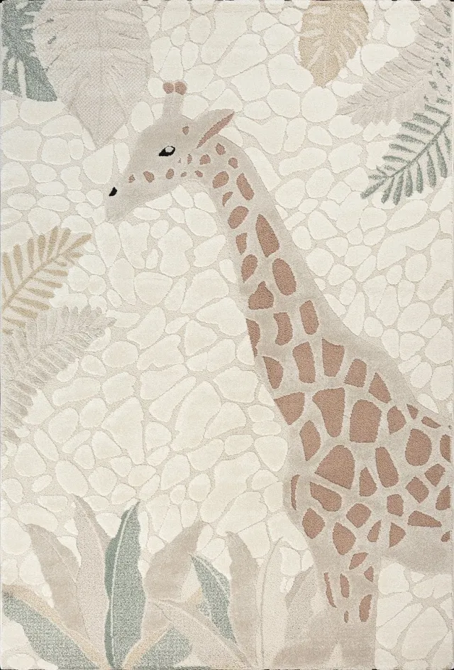 the carpet Jungle Kids vloerkleed voor de kinderkamer, kindertapijt, 3D-effect, onderhoudsvriendelijk, slijtvast, Cream, 200 x 290 cm