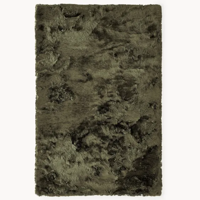 Westwing Collection Glanzend hoogpolig vloerkleed Jimmy Groen