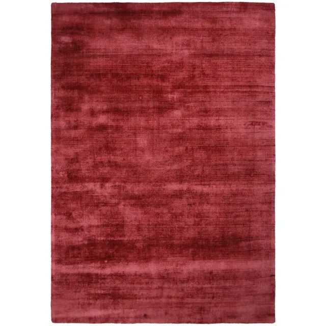 Padiro stijlvol laagpolig vloerkleed 160 x 230 cm - bordeaux - modern effen ontwerp - voor vloerverwarming - van viscose en katoen rood