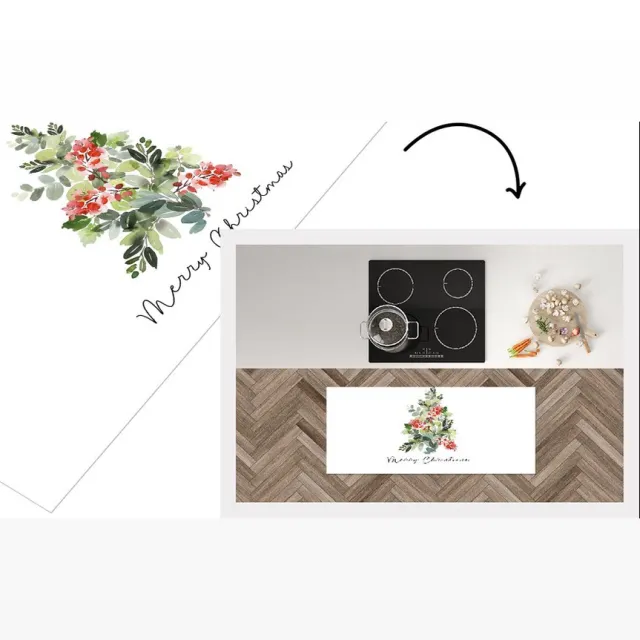 KitchenYeah Keukenloper - Loper keuken - Kerst - Quote - Kerstboom - Keukenloper vinyl Multicolor
