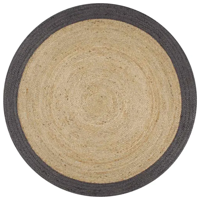 vidaXL Vloerkleed handgemaakt met donkergrijze rand 150 cm jute Grijs