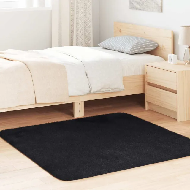 vidaXL Hoogpolig vloerkleed NAVARRA 120x120 cm polyester zwart, foto 2