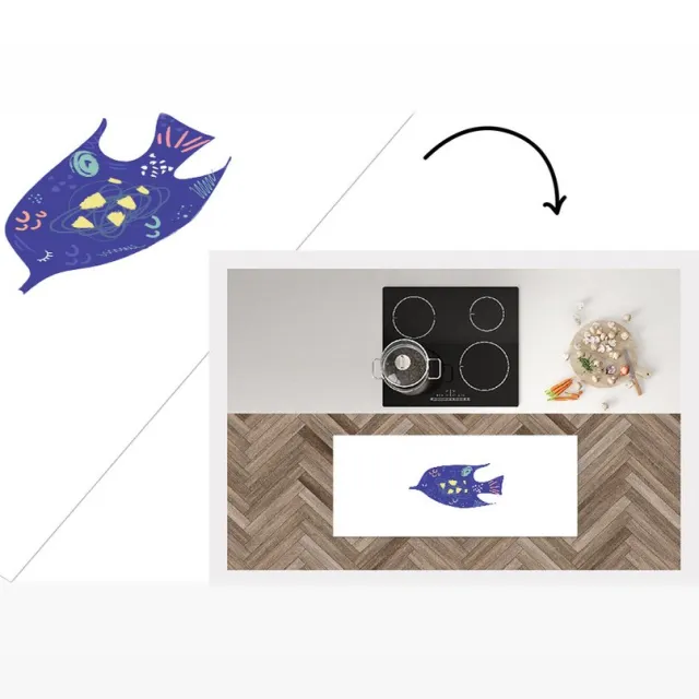 KitchenYeah Keukenloper - Loper keuken - Vis - Pastel - Paars - Keukenloper vinyl Multicolor