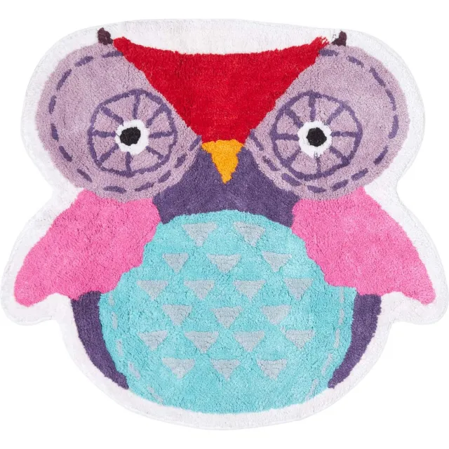 Homescapes kindervloerkleed uil 100% katoen Paars, Roze, Blauw, Lila