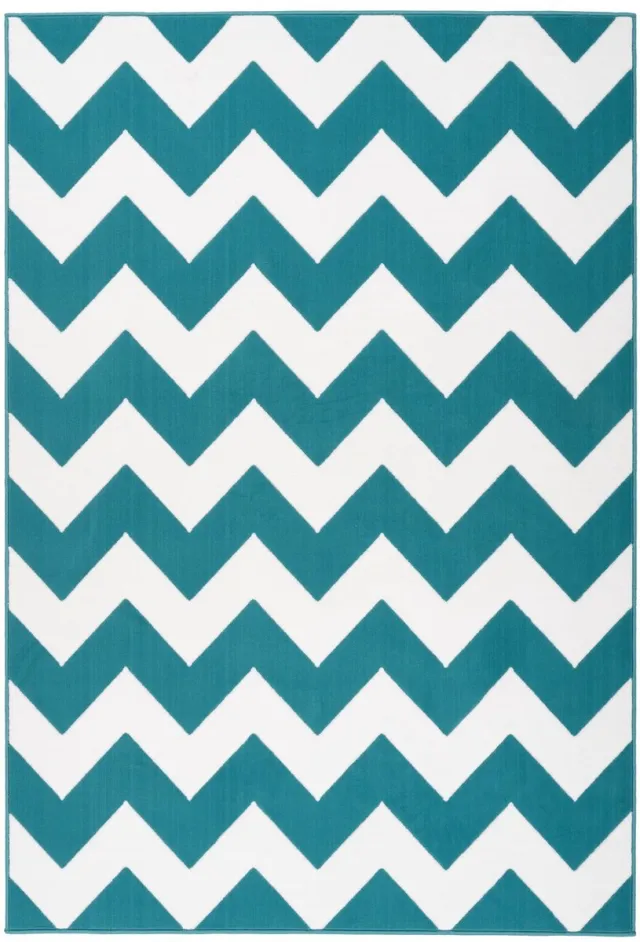 Padiro design laagpolig vloerkleed 80 x 150 cm - turquoise - modern geometrisch patroon - voor vloerverwarming - van polypropyleen en jute
