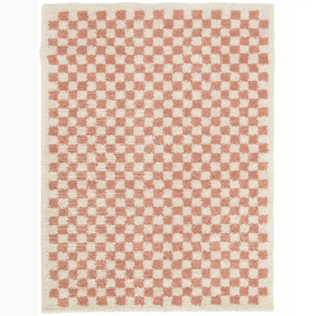 AFK Living Hoogpolig ruitmotief tapijt zacht en volumineus CHECKERS roos