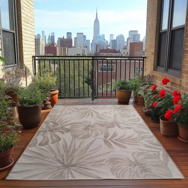 TapisTrend Buiten- en terraskleden Beige Buitenkleed, voor woonkamer en keuken, UV-bestendig, bohemian stijl, comfortabel