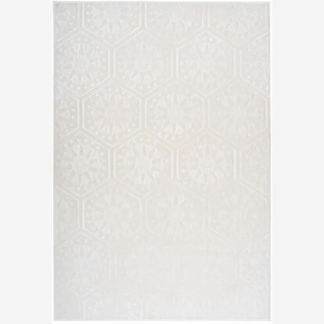 Padiro design laagpolig vloerkleed 120 x 170 cm - lichtbeige - modern geometrisch patroon - voor vloerverwarming - van polyester en kunsthars