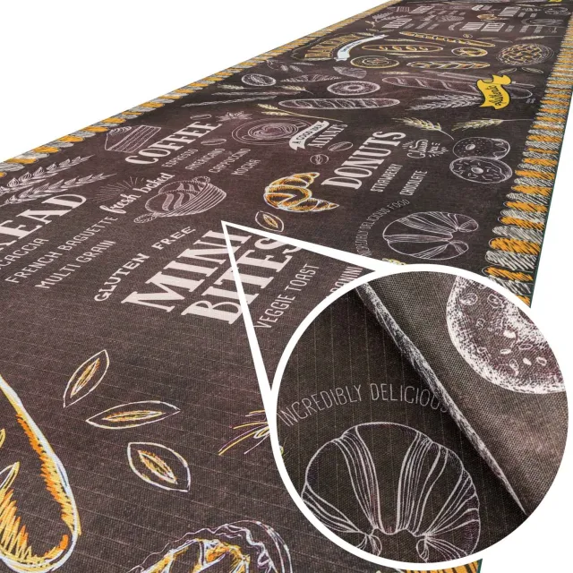 ANRO Keukenloper Bakery Bakkerij Antraciet 500x52cm – Antislip Gangloper Tapijtloper 3 mm Laagpolig