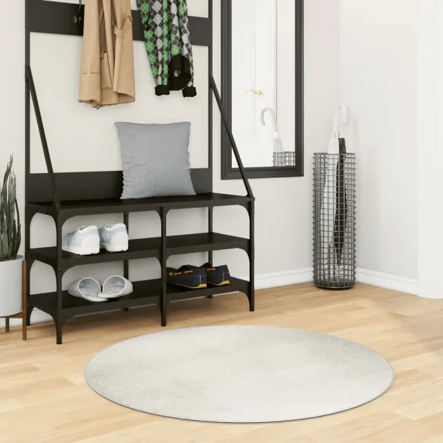 vidaXL Vloerkleed IZA laagpolig Scandinavisch Ø 100 cm crèmekleurig, foto 2