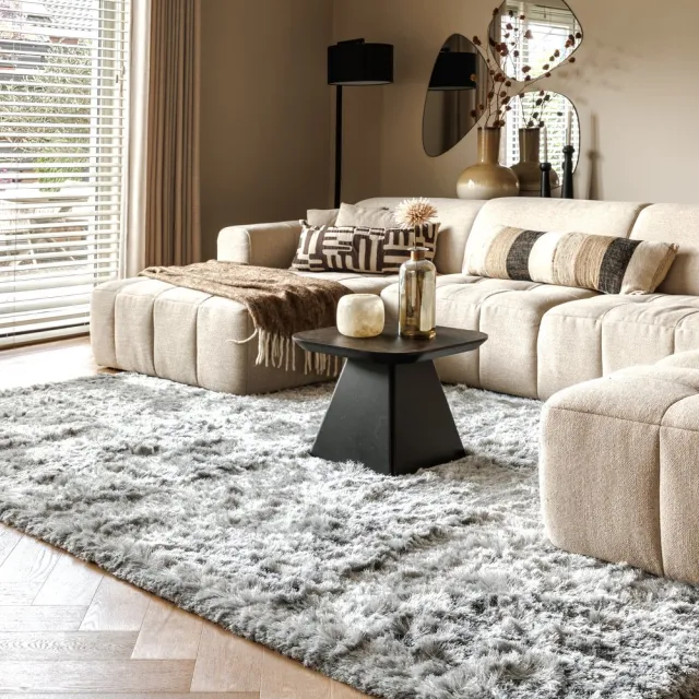 Paon Brillant Velvet vloerkleed - Auréa zilver 200x300