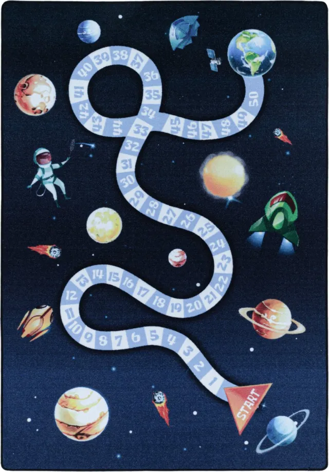 Muratap Play Vloerkleed Kinderkamer Space Numbers Laagpolig Blauw- 100x150 CM