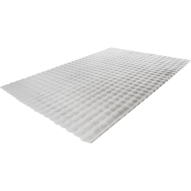 Lalee Harmony - 3d Vloerkleed - Tapijt – Karpet - Hoogpolig - Superzacht - Fluffy - Shiny- 3d blokjes- rabbit- 160x230 cm Zilver grijs