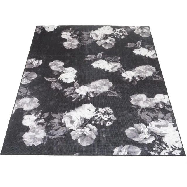 Veer Carpets Vloerkleed Mo - Laagpolig Vloerkleed – Botanisch / Vintage Design zwart, foto 2