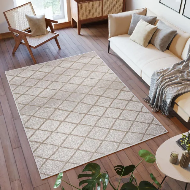 Tapiso Capri Vloerkleed Indoor Outdoor Binnen Tapijt Tuintapijt Beige3