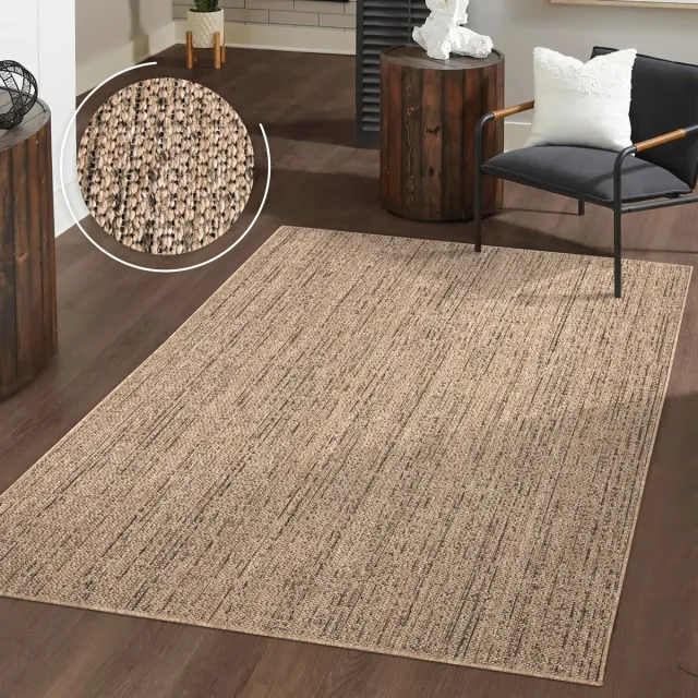 TT Home Wasbaar binnen- en buitenkleed, weerbestendig, terras, boho-patroon, effen gemêleerd 120 x 160 cm Rechthoek 120 x 160 cm Rechthoek beige
