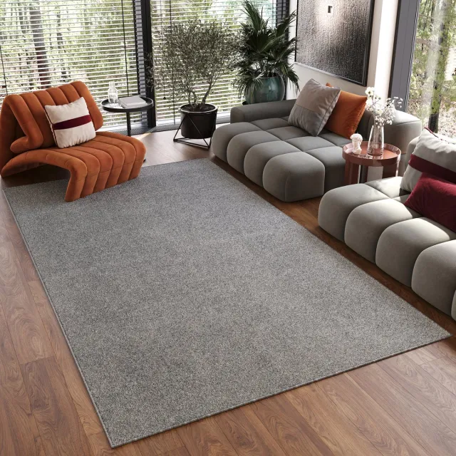 Tapiso Noyan Vloerkleed Zilver Antislip Waasbaar Laagpolig Tapijt