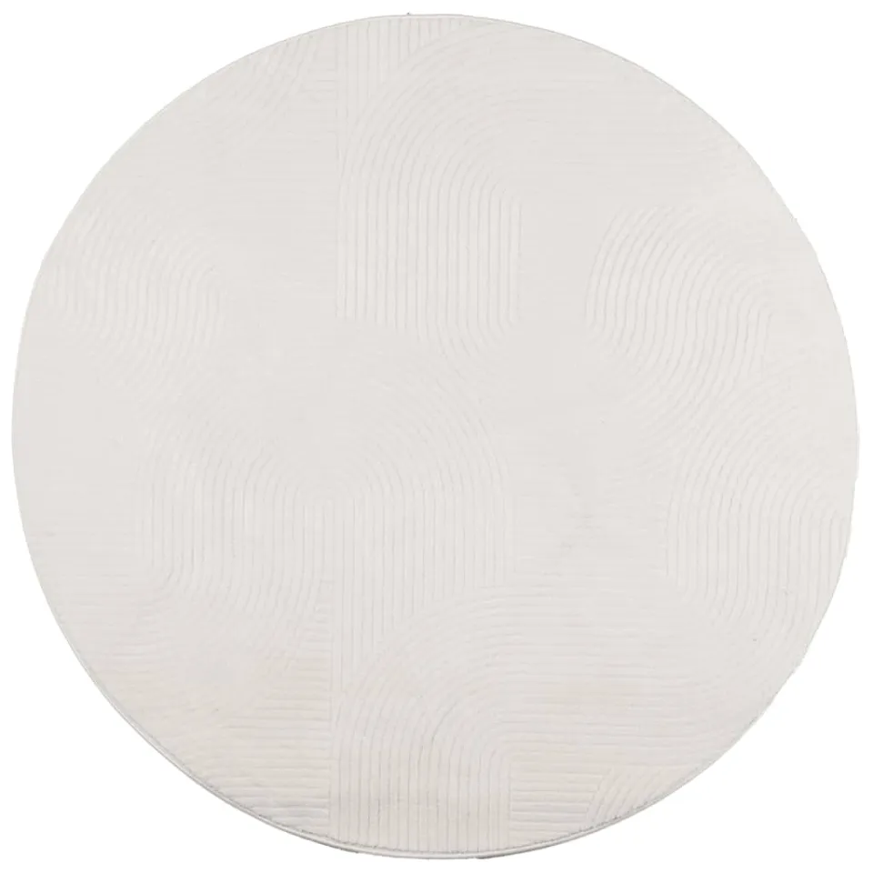 vidaXL Vloerkleed IZA laagpolig Scandinavisch Ø 80 cm crèmekleurig
