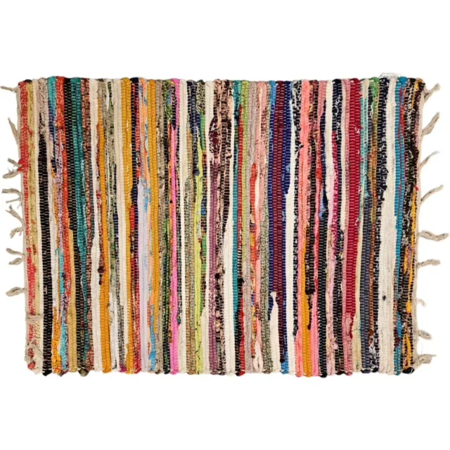 Ancient Wisdom Voddenkleed - Luxury - Rag rug - katoen - mix van stoffen - India - fair trade Groen