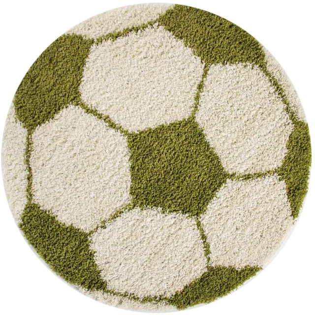 Dutch XXL Rond Kindervloerkleed | Tapijt | Shaggy | Fun | Voetbal | Groen