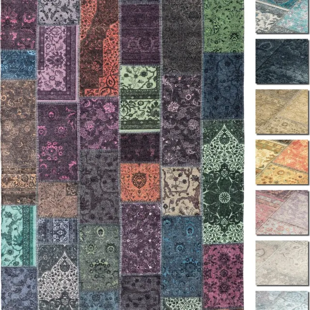 TESSO LIVING Kelim Patchwork Tapijt Woonkamer Meerkleurig 120 X 160 cm, Modern Laagpolig Vloerkleed, Superzacht, Machinewasbaar