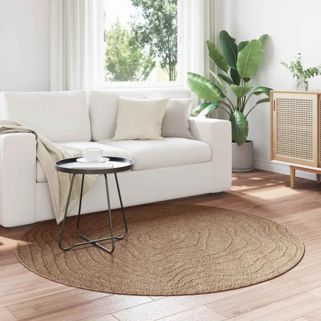 vidaXL Binnen- en buitentapijt AGIRA Naturel Ø 160 CM Polyester, foto 2