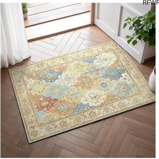 RFWR Wasbaar Antislip Vintage Vloerkleed 60x90cm voor Woonkamer, Slaapkamer en Keuken Mozaïek Zonnig