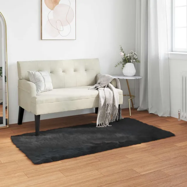 vidaXL Tapijt van imitatie TAFALLA Zwart 60 x 110 cm Polyester, foto 2