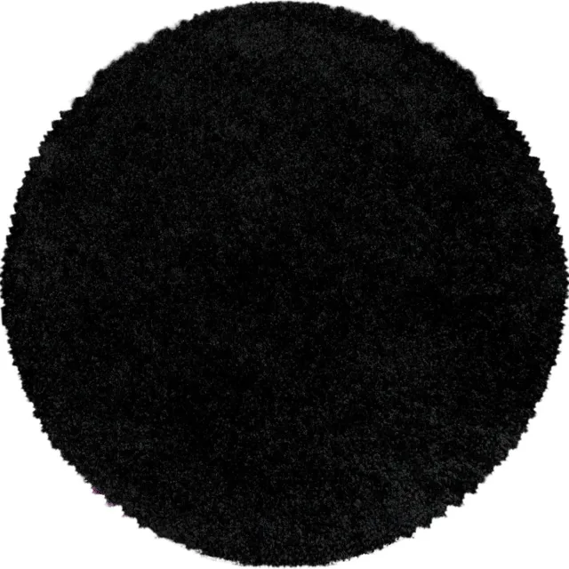 flycarpets Azure Vloerkleed Rond - Zwart - Hoogpolig - 160x160 cm