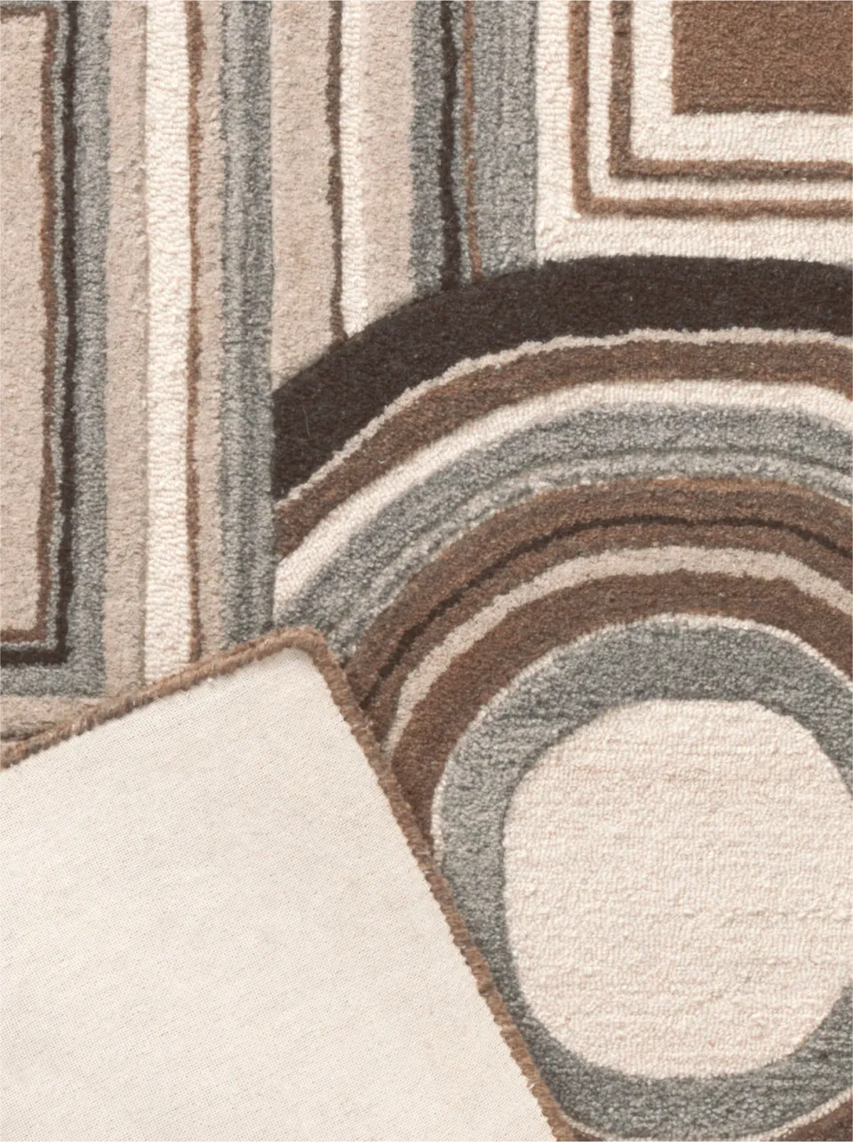 vloerkleed vierkanten en cirkels bruin beige, foto 3