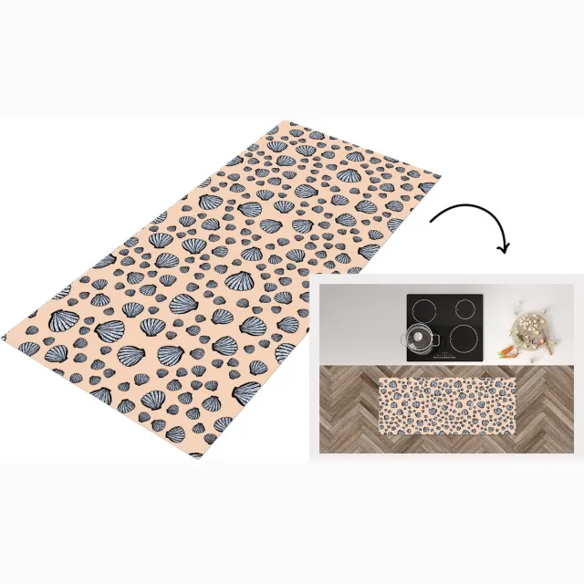 KitchenYeah Keukenloper - Loper keuken - Schelpen - Strand - Patronen - 120x50 cm - Keukenloper vinyl Multicolor