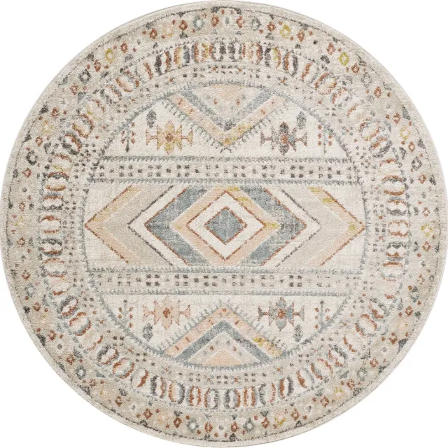 Surya Evelyn rond vloerkleed vintage oosters perzikkleur