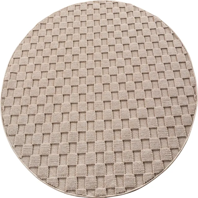 Ayyildiz Helix Geruit Vloerkleed Beige 160 cm rond – Laagpolig Tapijt met Ruitpatroon – Modern Vloerkleed voor Woonkamer en Slaapkamer