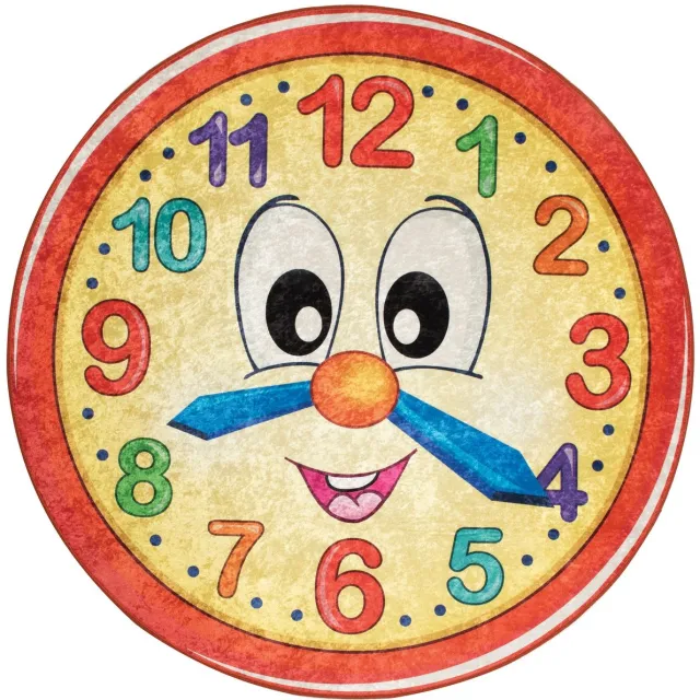 Bosdela kinder- en babyvloerkleed. Diverse dessins. Rode klok rond Ø140 cm, ideaal voor kinderkamers, speelkamers en kruipmatten mix