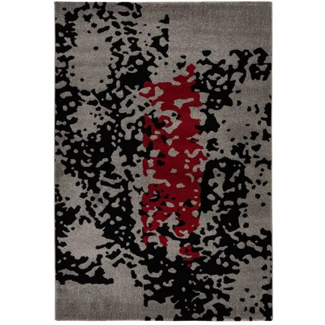 Padiro stijlvol laagpolig vloerkleed 200 x 290 cm - donkergrijs - abstract boho-ontwerp - voor vloerverwarming - van polypropyleen en jute