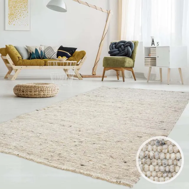 Tapeso Wollen vloerkleed - Ylva beige/grijs