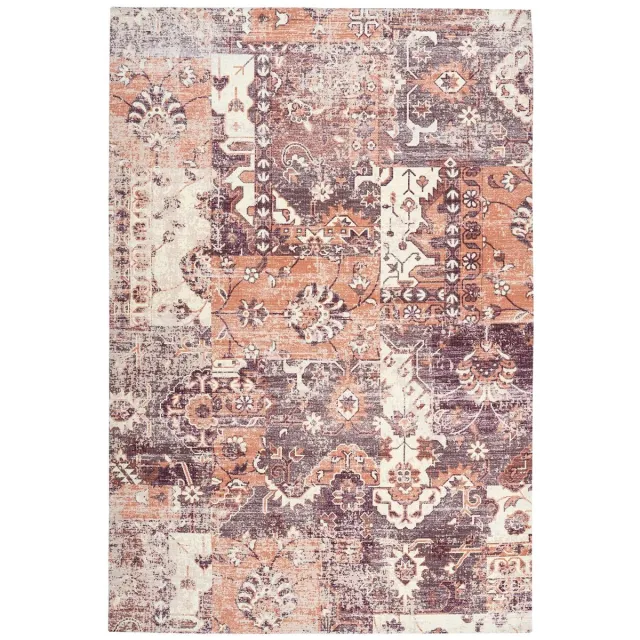 Padiro design laagpolig vloerkleed 80 x 150 cm - terracotta - modern abstract ontwerp - voor vloerverwarming - van katoen en polyester oranje