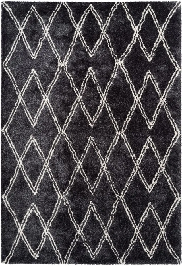 Padiro knus hoogpolig vloerkleed 200 x 290 cm - donkergrijs - modern geometrisch patroon - voor vloerverwarming - van polyester en katoen